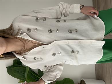 Taş İşlemeli Bej  Gömlek