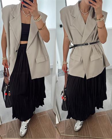 Taş Kemerli Sıfır Kol Yelek