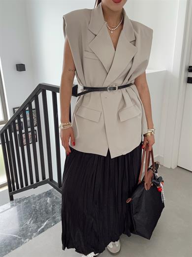 Taş Kemerli Sıfır Kol Yelek