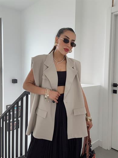 Taş Kemerli Sıfır Kol Yelek