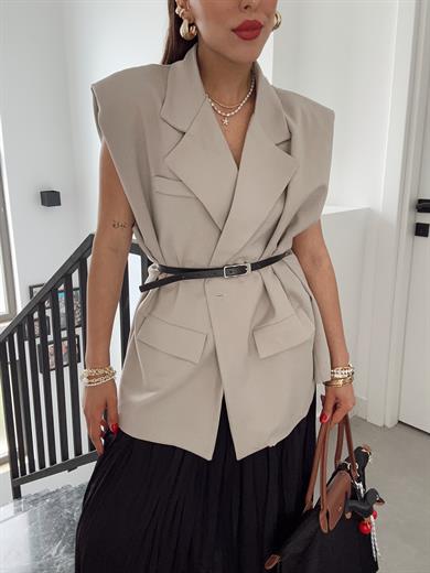 Taş Kemerli Sıfır Kol Yelek