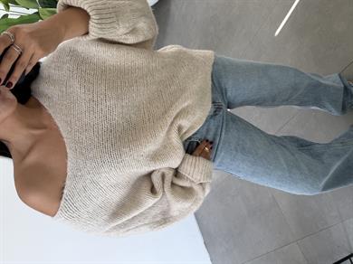 Taş Kolları Katlamalı Triko Kazak