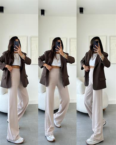 Taş Korsaj Kemer Palazzo Pantolon