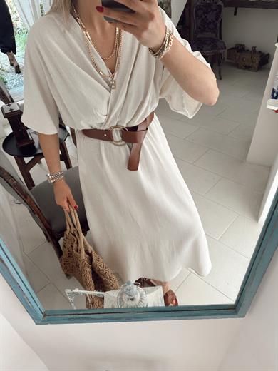 Taş Kruvaze Kemerlı Elbise