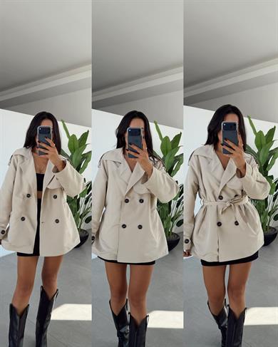 Taş Kuşak Kemerli Trençkot