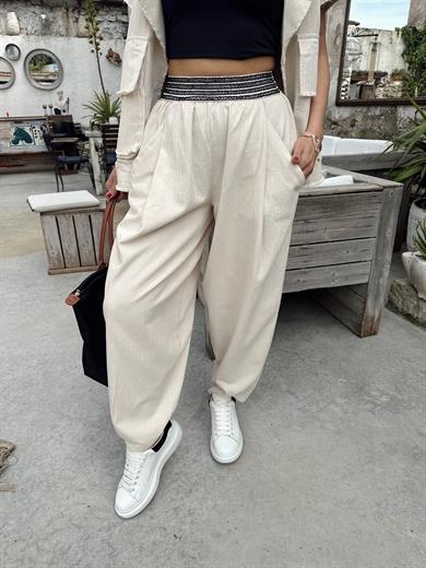 Taş Lastikli Gabardin Pantolon