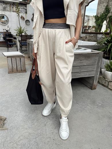 Taş Lastikli Gabardin Pantolon