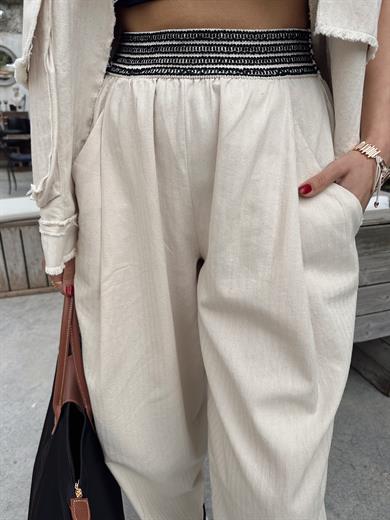 Taş Lastikli Gabardin Pantolon