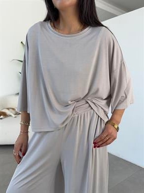 Comfort Taş Modal Düşük Kol T-Shirt