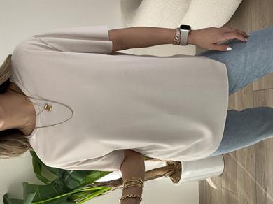 Taş Modal Kumaş Bisiklet Yaka Tişört