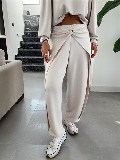 Taş Ön Düğüm Detaylı Modal Pantolon