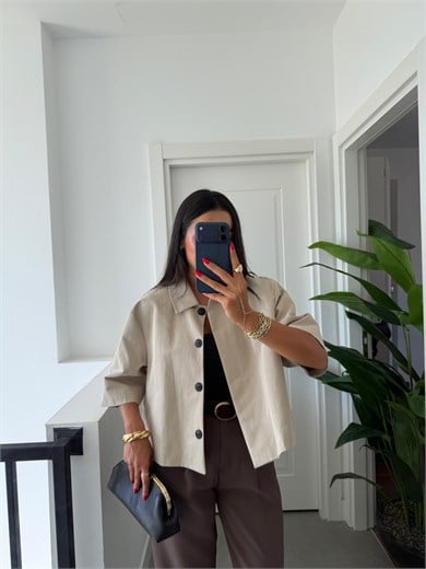 Taş Oversize Crop Ceket