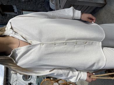 Taş Oversize Keten Gömlek