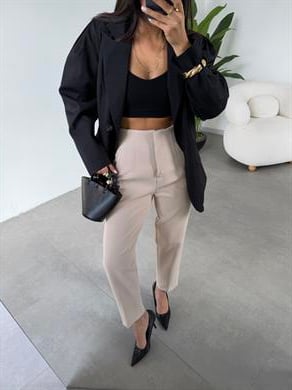 Taş Pensli Havuç Pantolon