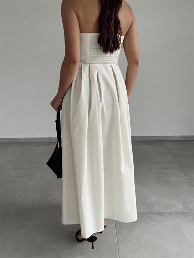 Taş Poplin Kumaş Straplez Elbise