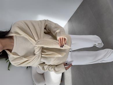 Taş Şal Detaylı Triko Kazak