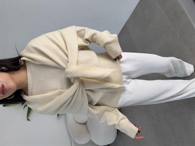 Taş Şal Detaylı Triko Kazak