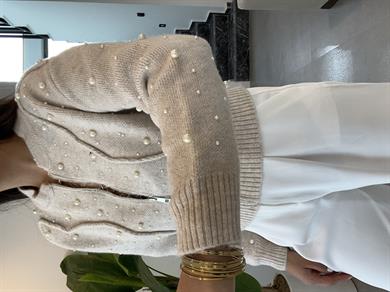 Taş Suni İncili Triko Bomber Ceket