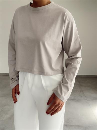 Taş Uzun Kollu Crop Tişört