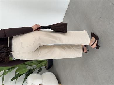 Taş Wideleg Likralı Kemerli Pantolon