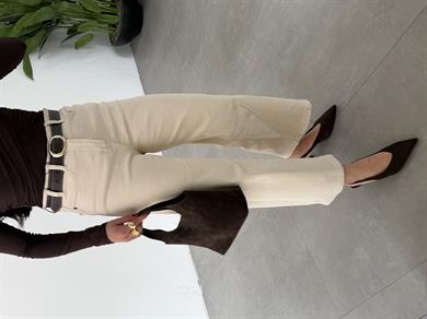 Taş Wideleg Likralı Kemerli Pantolon