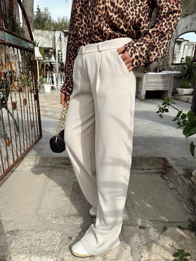 Cenna Taş Yüksek Bel Premium Pileli Palazzo Pantolon