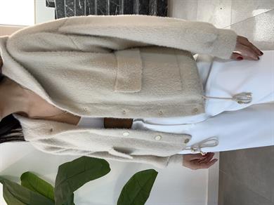 Taş Yumoş Belden Büzgülü Kapşonlu Ceket