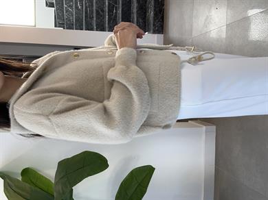 Taş Yumoş Belden Büzgülü Kapşonlu Ceket