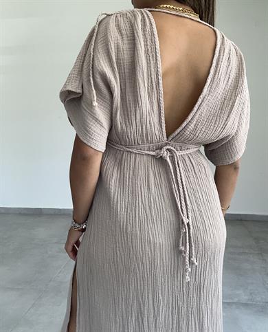 Truva Açık Vizon Müslin Elbise