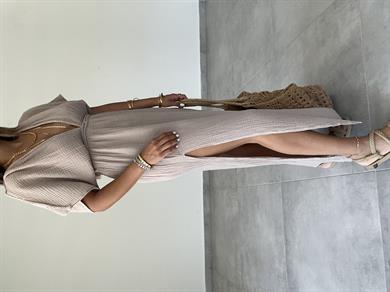 Truva Açık Vizon Müslin Elbise