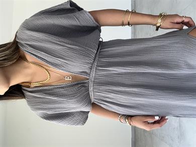 Truva Antrasit Müslin Elbise