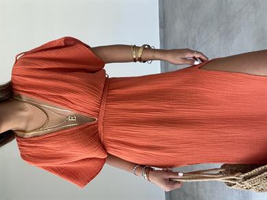 Truva Orange Müslin Elbise