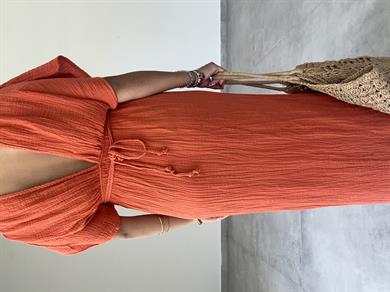 Truva Orange Müslin Elbise