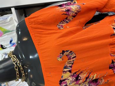 Turuncu Desenli Elbise