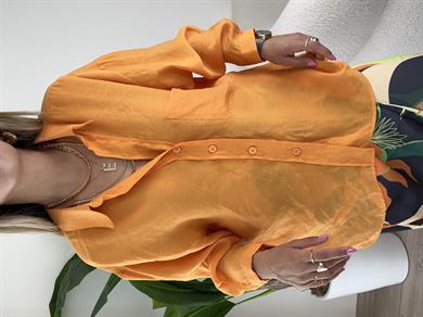 Turuncu Düşük Omuz Oversize Gömlek
