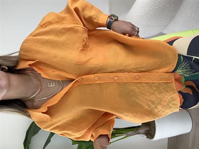 Turuncu Düşük Omuz Oversize Gömlek