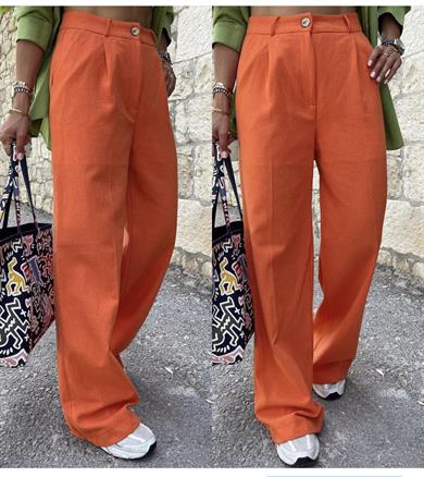 Turuncu Keten Pantolon