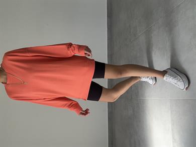 Turuncu  Rezerve Yanları Yırtmaç Detaylı Sweat