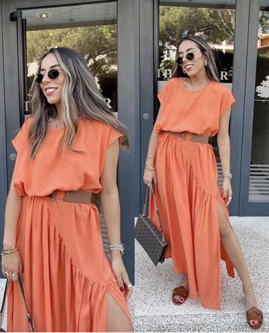 Turuncu Verev Bel Elbise