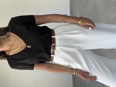 V Yaka Basic Siyah Tişört