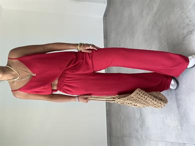 Vina Bordo Ayrobin İp Askılı Bol Paça Takım