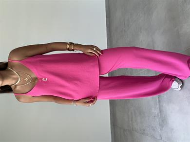 Vina Pembe Ayrobin İp Askılı Bol Paça Takım