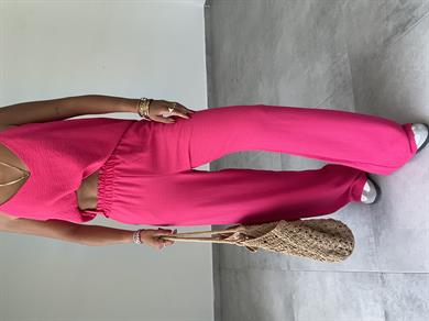 Vina Fuşya Ayrobin İp Askılı Bol Paça Takım