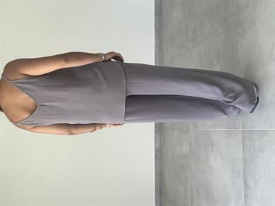 Vina Gri Ayrobin İp Askılı Bol Paça Takım