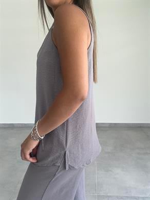 Vina Gri Ayrobin İp Askılı Bol Paça Takım