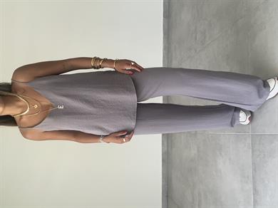 Vina Gri Ayrobin İp Askılı Bol Paça Takım