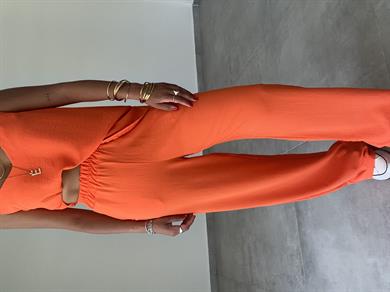 Vina Turuncu Ayrobin İp Askılı Bol Paça Takım