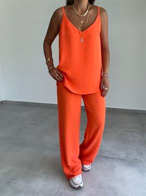 Vina Turuncu Ayrobin İp Askılı Bol Paça Takım