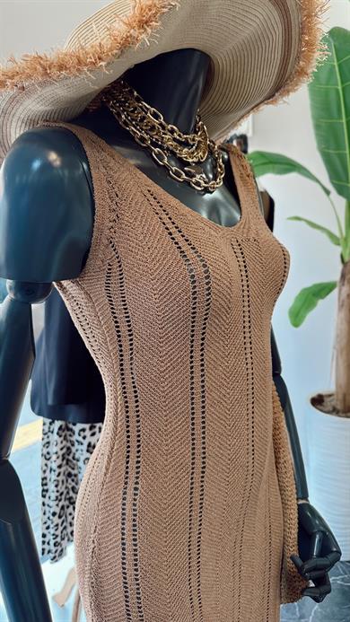 Vizon Ajurlu Triko Elbise