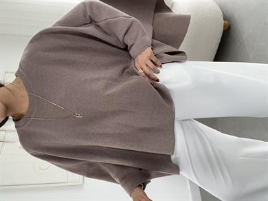 Vizon Asimetrik Uzun Kollu Pelerin